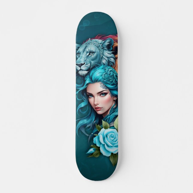 Skate Bonita cabeça de mulher com olhos expressivos (Frente)
