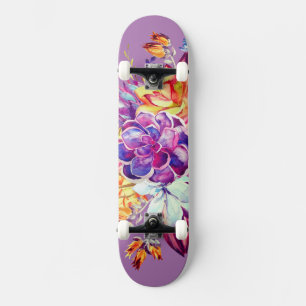 Skate Bonita Púrpura E Amarelo Floral