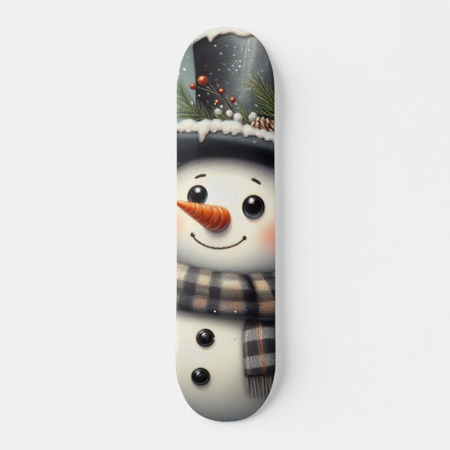 Skate Bonito boneco de Natal/Neve de inverno (Frente)