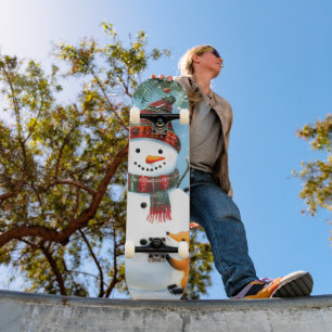 Skate Bonito Homem de Neve da Floresta de Inverno Raposa