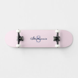 Skate Bonito Pastel Cor-de-rosa Elegante Simples Monogra