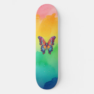 Skate Borboleta Azul Laranja Asas