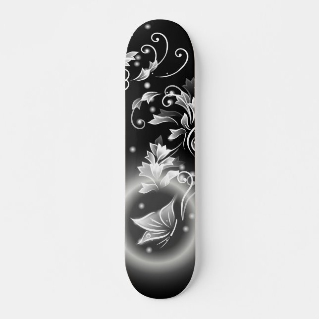 Skate Borboleta de Fantasia Floral Negra (Frente)