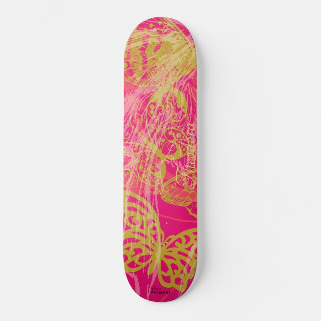 Skate Borboleta Dourada Chic Fuchsia (Frente)