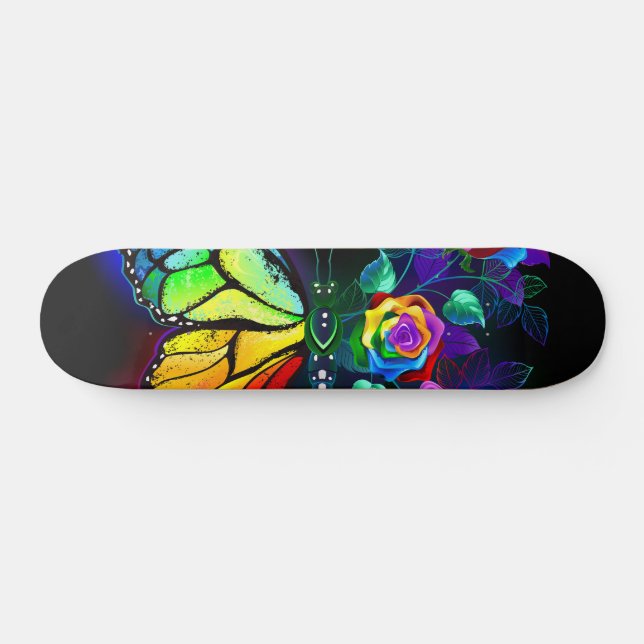 Skate Borboleta-flor-arco-íris (Horz)