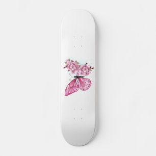 Skate Borboleta Flor com Sakura Rosa