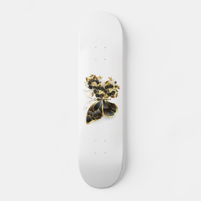 Skate Borboleta Flor Dourada com Orquídea Preta (Frente)