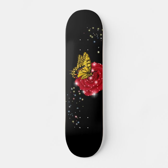 Skate Borboleta na rosa vermelha com asteriscos gotas de (Frente)