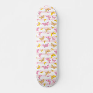 Skate Borboleta Rosa e Dourada