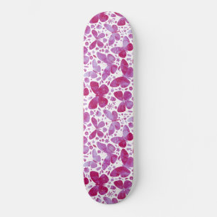 Skate Borboletas Aquarela Magenta Rosa