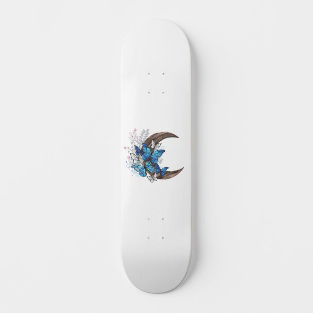 Skate Borboletas azuis em crescente de madeira (Frente)