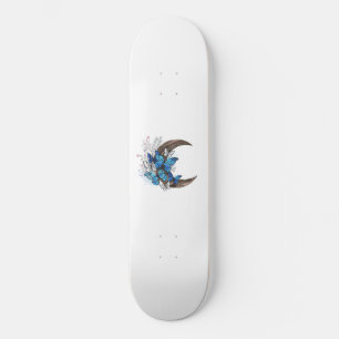 Skate Borboletas azuis em crescente de madeira