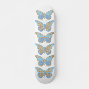 Skate Borboletas Brilho Azul Dourado