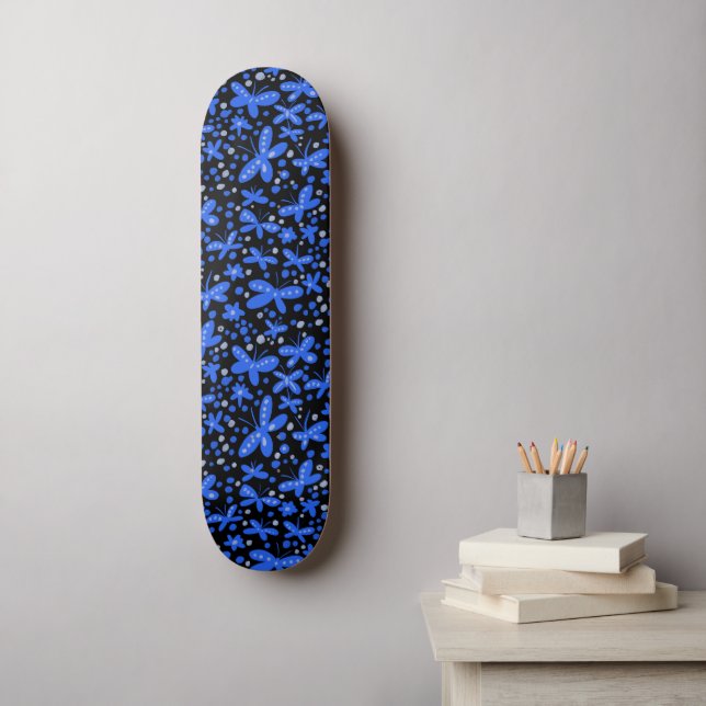 Skate Borboletas da Noite Azul (Arte de parede)