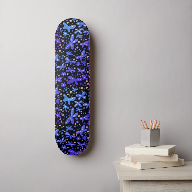 Skate Borboletas da Noite Azul (Arte de parede)