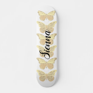 Skate Borboletas de Sparkle Douradas amarelas personaliz