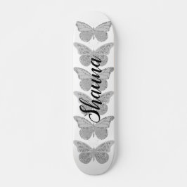 Skate Borboletas Prata Cinza Brilho Personalizado