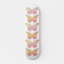 Skate Borboletas Roxo Dourado Brilho