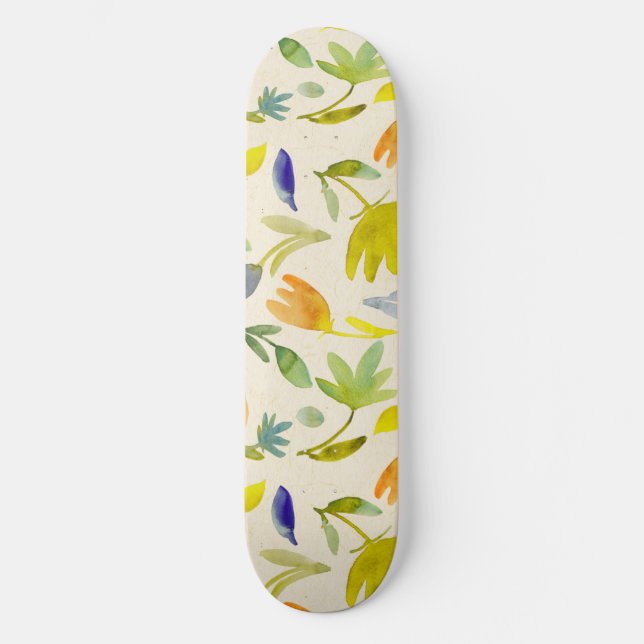 Skate Botânica Rustic Watercolor Floral Garden (Frente)