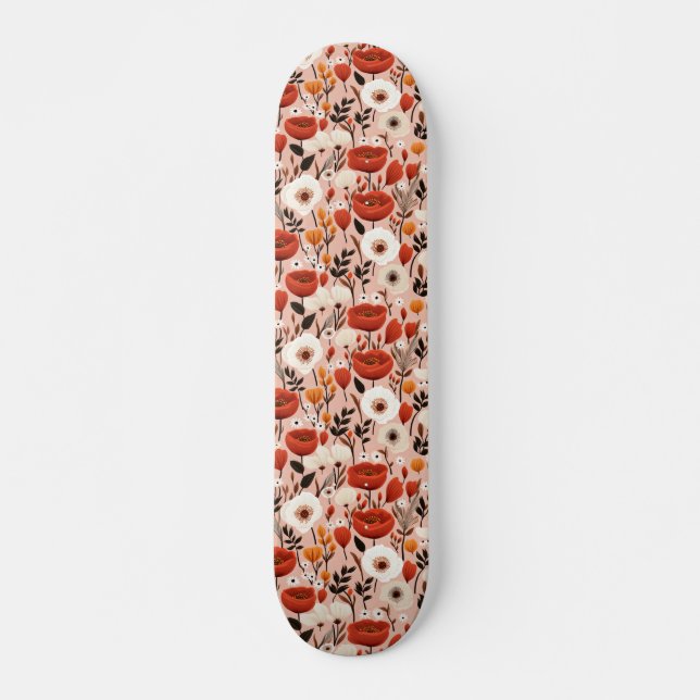 Skate Botânico Boho Queda Flores Selvagens Padrão de Pra (Frente)