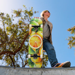 Skate Botânico de Laranja Limão Cítrico Geométrico