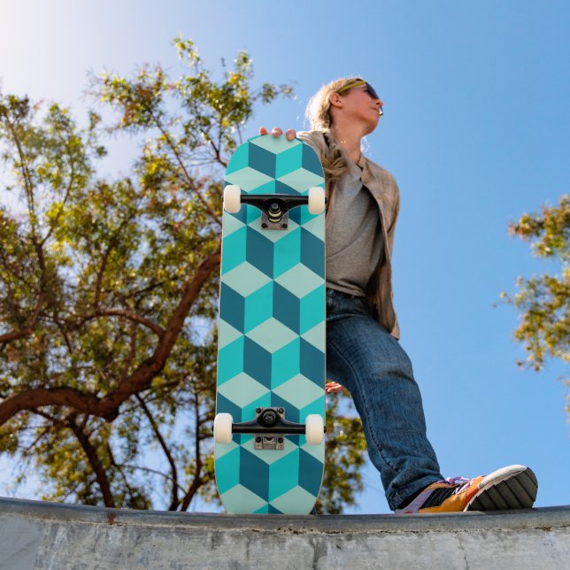 Skate Boy Blue Building Blocks Padrão sem costura (Ao ar livre 1)