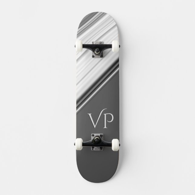 Skate Branco moderno sobre Cinzas pessoais (Frente)