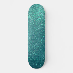 Skate Brilhante Azul-Teal Elegante Chic