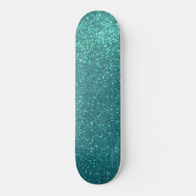 Skate Brilhante Azul-Teal Elegante Chic (Frente)