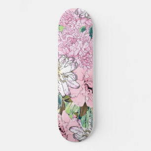 Skate Brilhante, Brilhante, Rosa e Branco Ilustração Flo