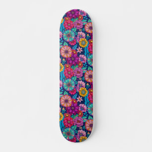 Skate Brilhante Colorido Floral Retro Feminino Moderno
