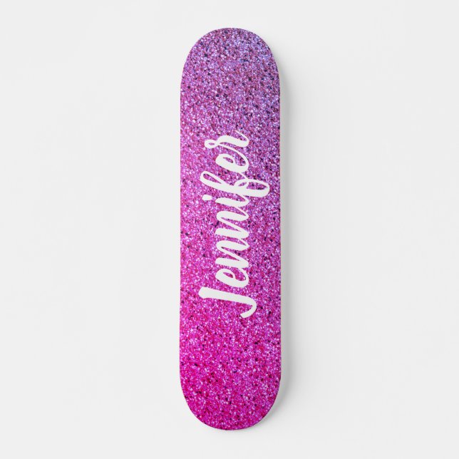 Skate Brilhante de Mão Roxa Rosa Quente - Personalizado (Frente)