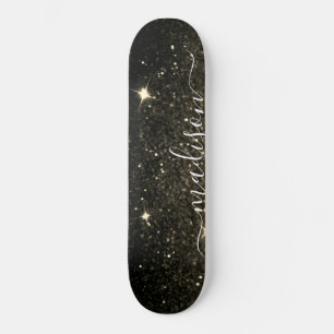 Skate Brilho de faísca preto e Dourado personalizado