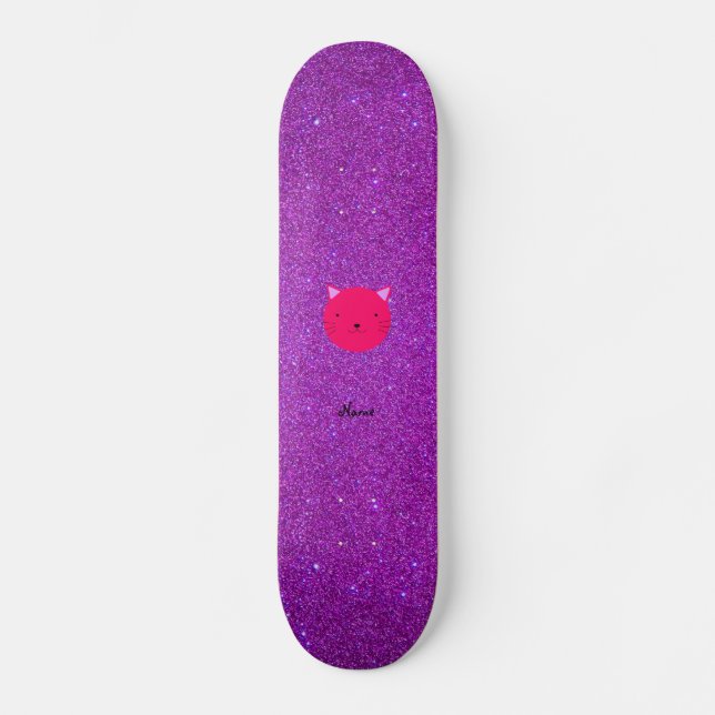 Skate Brilho roxo personalizado da cara cor-de-rosa (Frente)