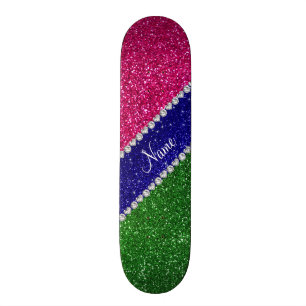Skate Brilho verde conhecido personalizado do rosa
