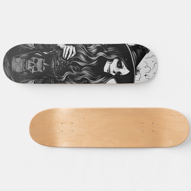 Skate Bruxa com a lanterna Halloween (Horz)