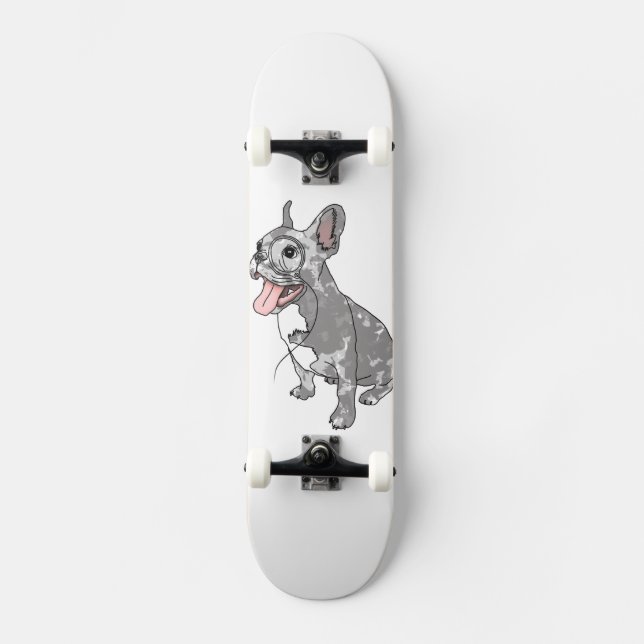 Skate Buldogue francês com monóculo (Frente)