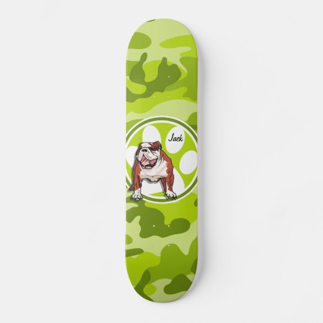 Skate Bulldog; camo verde brilhante, camuflagem (Frente)