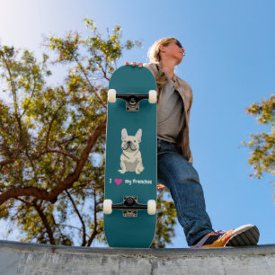 Skate Bulldog Francês Creme, Eu Amo meu Cachorro