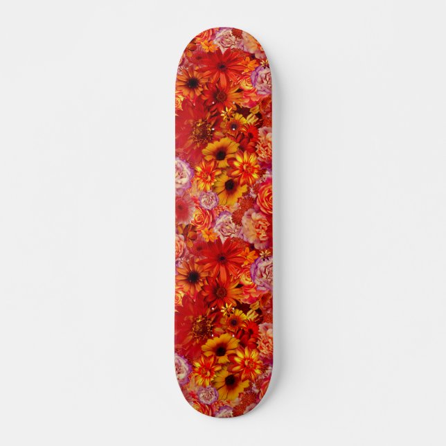 Skate Buquê Floral Brilhante Rojo Rich Red Hot Daisies (Frente)
