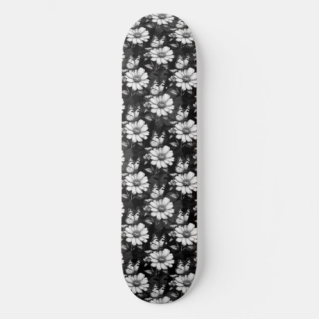 Skate Butterfly On Flower Patterne Design - Preto (Frente)