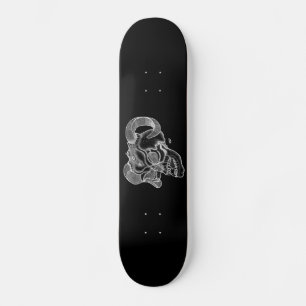 Skate Cabeça do Demônio Negro e Design Branco