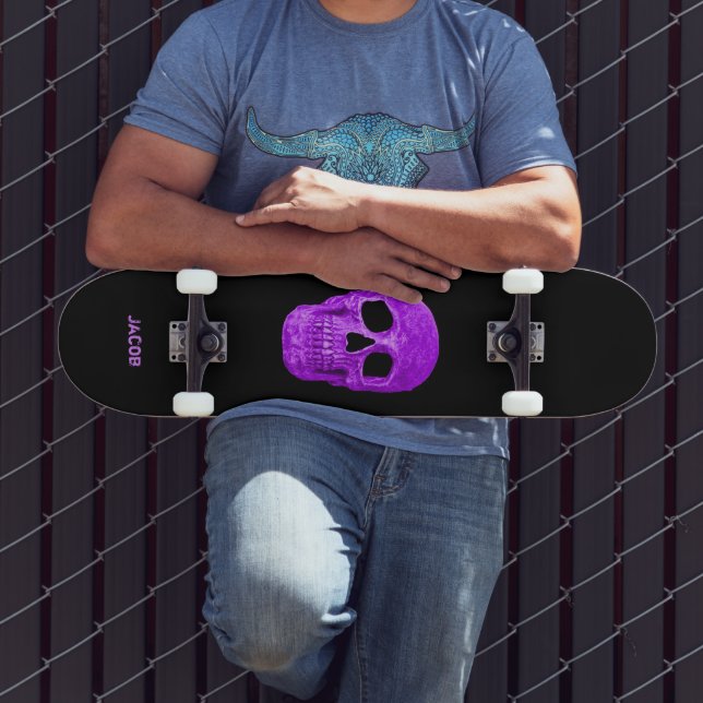 Skate Cabeça Gótica Cabeça Neon Roxo Preto Legal (Ao ar livre 3)