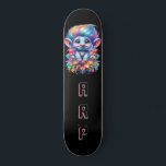 Skate *~* Cabelo Troll Arco-Íris AP89 Neon Inicial<br><div class="desc">(Pesquise o código AP89 para itens de Troll e AP88 para itens de tema medieval ) Transferência fácil para outros produtos Zazzle. Skateboard de fundo BLACK. O brilhante e feliz Neon Rainbow colorido apenas pop as imagens e LETRAS do TROLL. Personalize / Personalize suas INICIAIS / MONOGRAM. Cuta engraçada e...</div>