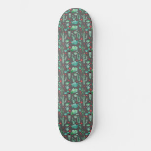 Skate cacto e padrão de ladybug - fundo preto