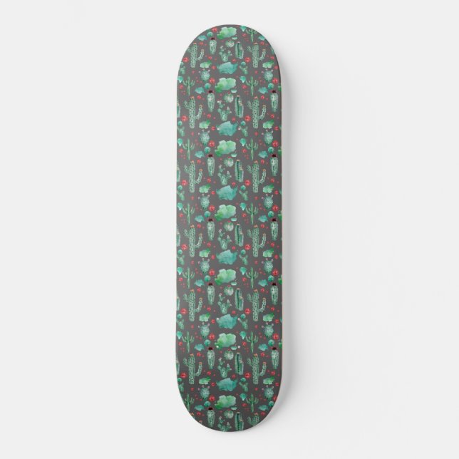 Skate cacto e padrão de ladybug - fundo preto (Frente)
