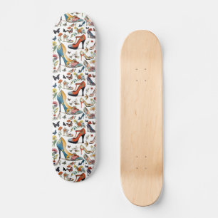 Skate Calçados Floral de Alto Céu com Borboletas