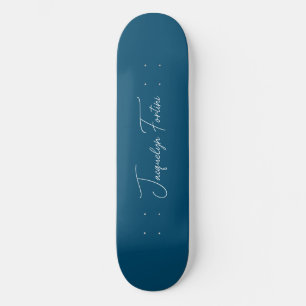 Skate Caligrafia Minimalista Plana Azul Oceânica Elegant
