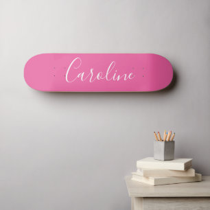 Skate Caligrafia Personalizada Chic Nome Rosa Quente