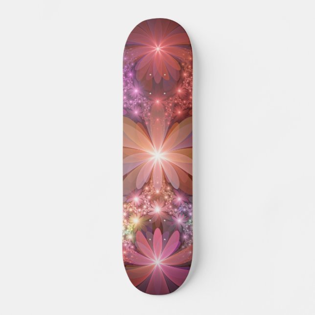 Skate Cama De Flores Arte Fractal Abstrato brilhante Col (Frente)